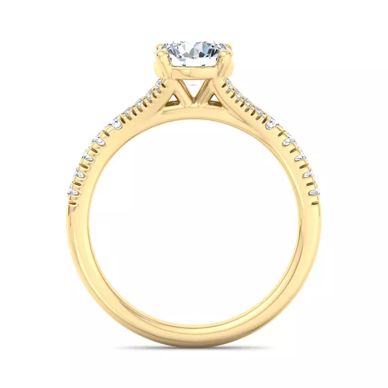 14K Yellow Gold Amalia Split Shank Pave Engagement Ring