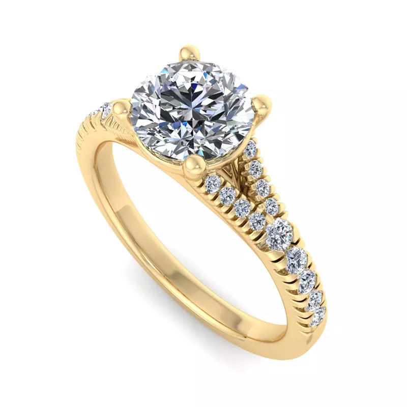 14K Yellow Gold Amalia Split Shank Pave Engagement Ring