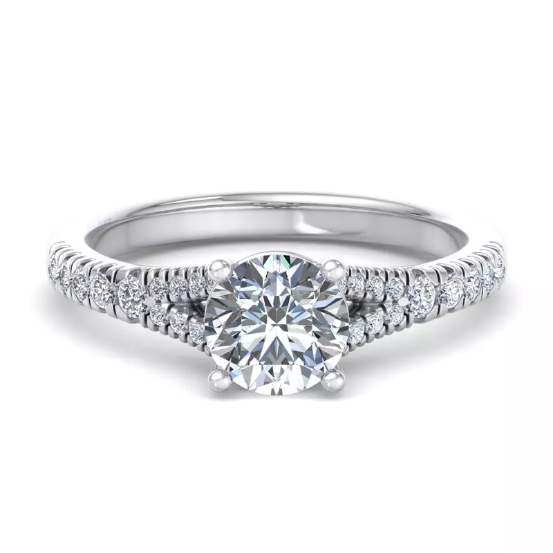 18K White Gold Amalia Split Shank Pave Engagement Ring