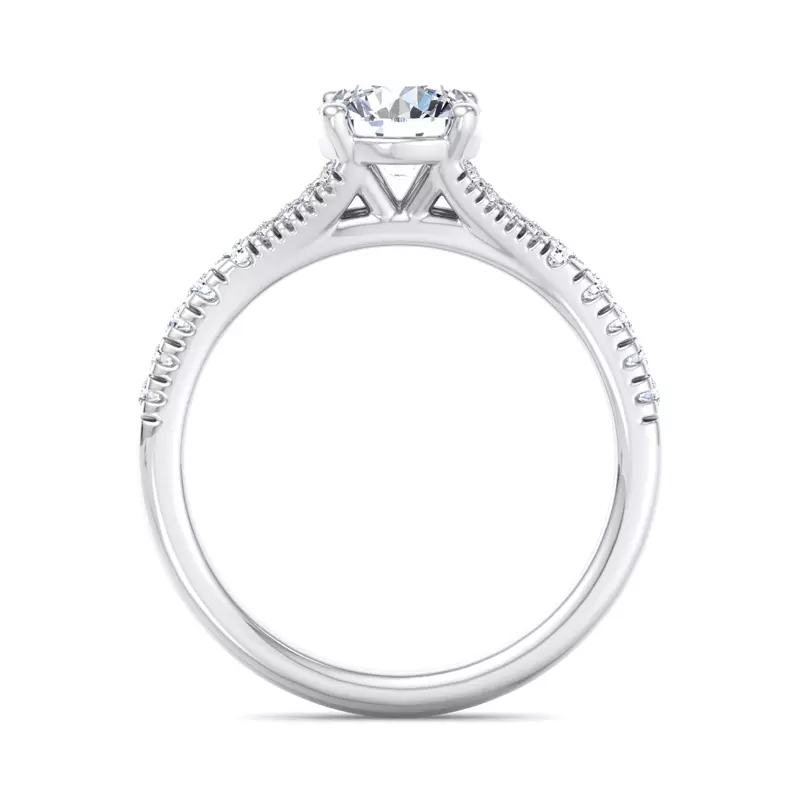 18K White Gold Amalia Split Shank Pave Engagement Ring
