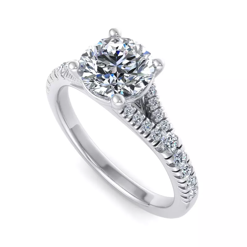 18K White Gold Amalia Split Shank Pave Engagement Ring