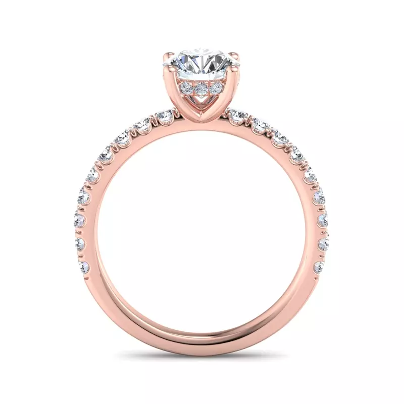14K Rose Gold Opal Hidden Halo Engagement Ring