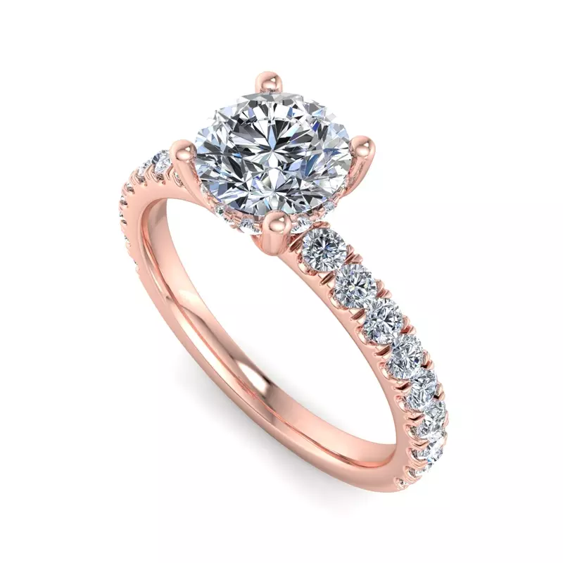 14K Rose Gold Opal Hidden Halo Engagement Ring