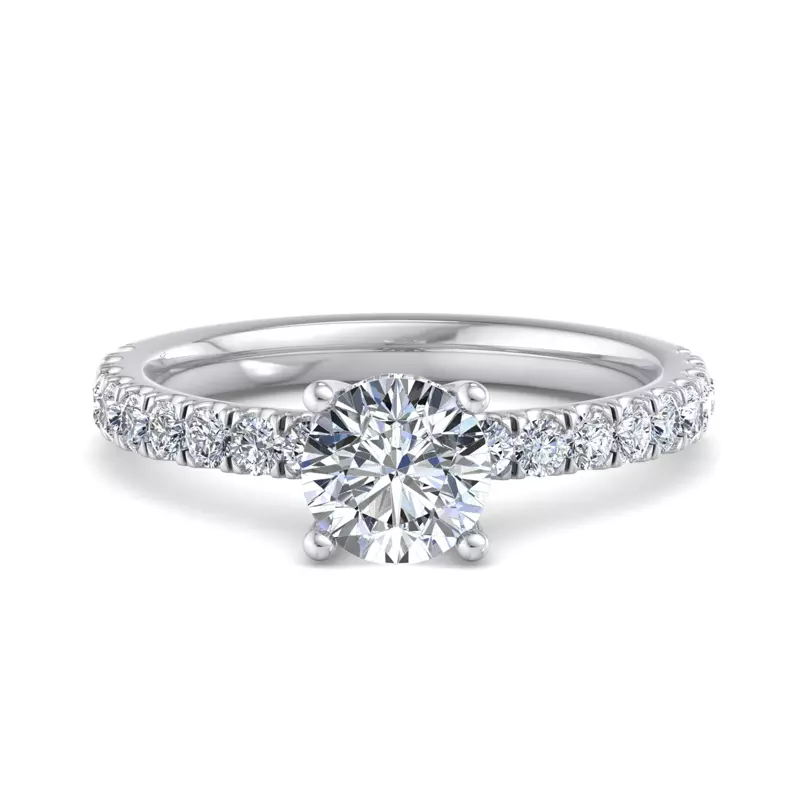 18K White Gold Opal Hidden Halo Engagement Ring