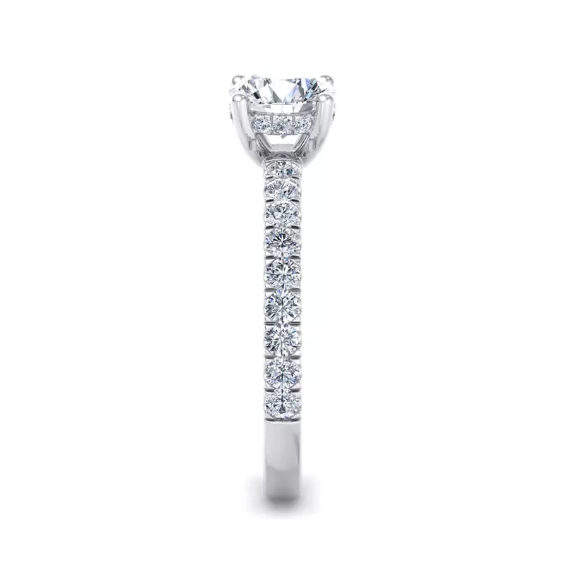18K White Gold Opal Hidden Halo Engagement Ring