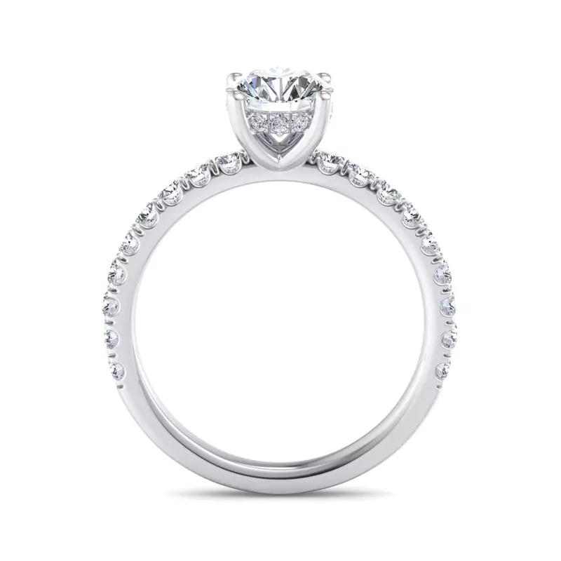 18K White Gold Opal Hidden Halo Engagement Ring