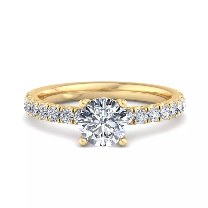 18K Yellow Gold Opal Hidden Halo Engagement Ring