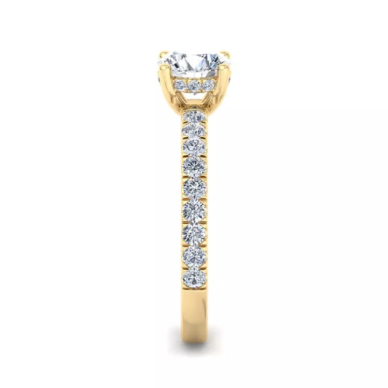 18K Yellow Gold Opal Hidden Halo Engagement Ring