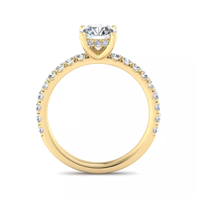18K Yellow Gold Opal Hidden Halo Engagement Ring