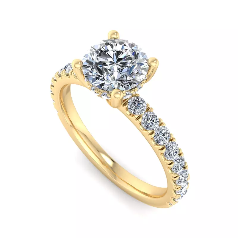 18K Yellow Gold Opal Hidden Halo Engagement Ring