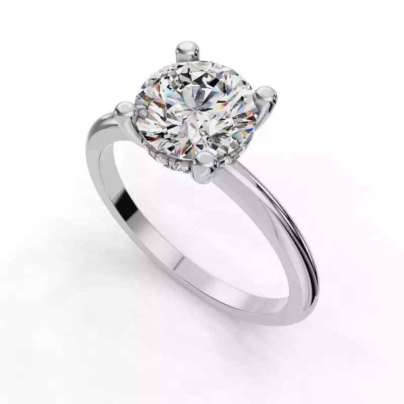 18K White Gold Skyler Two-Tone Hidden Halo Engagement Ring