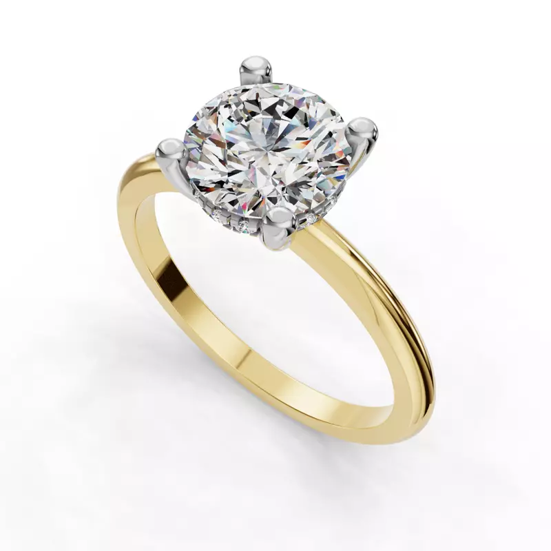 18K Yellow Gold Skyler Two-Tone Hidden Halo Engagement Ring