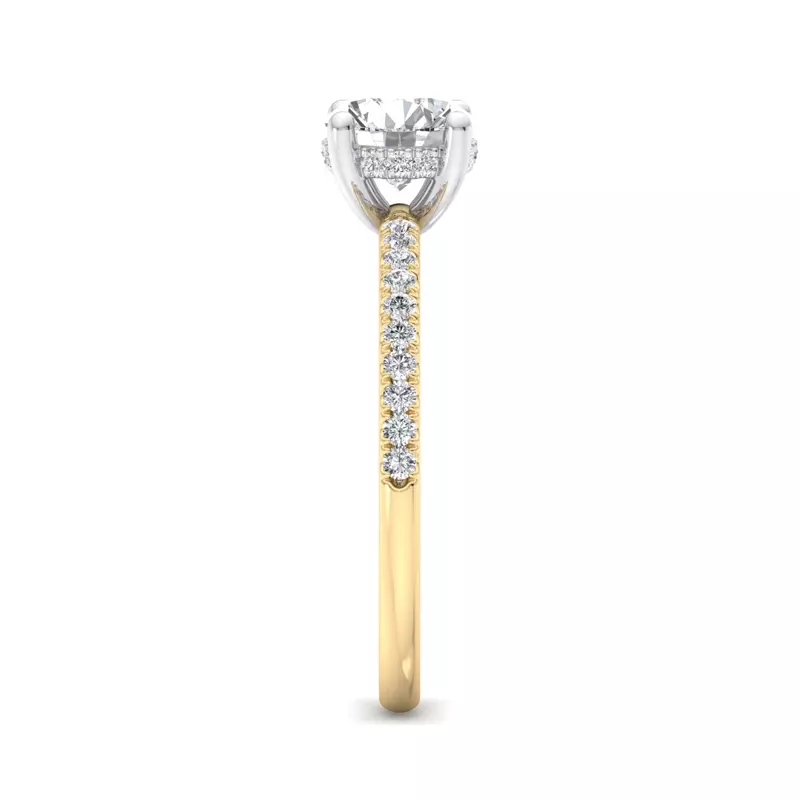 18K Yellow Gold Emaan Two-Tone Pave Hidden Halo Engagement Ring