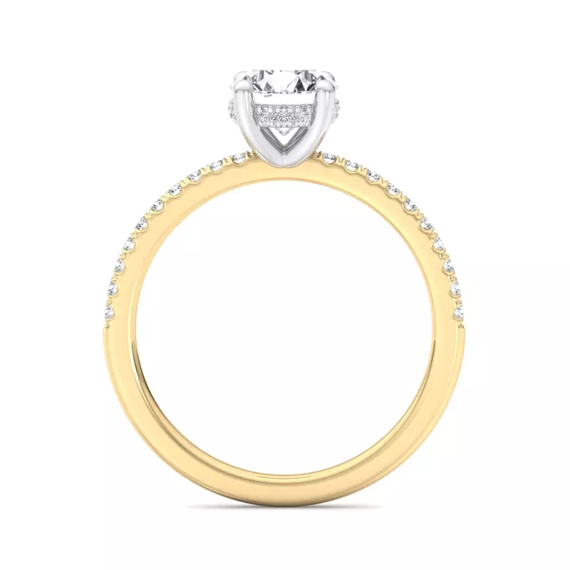 18K Yellow Gold Emaan Two-Tone Pave Hidden Halo Engagement Ring