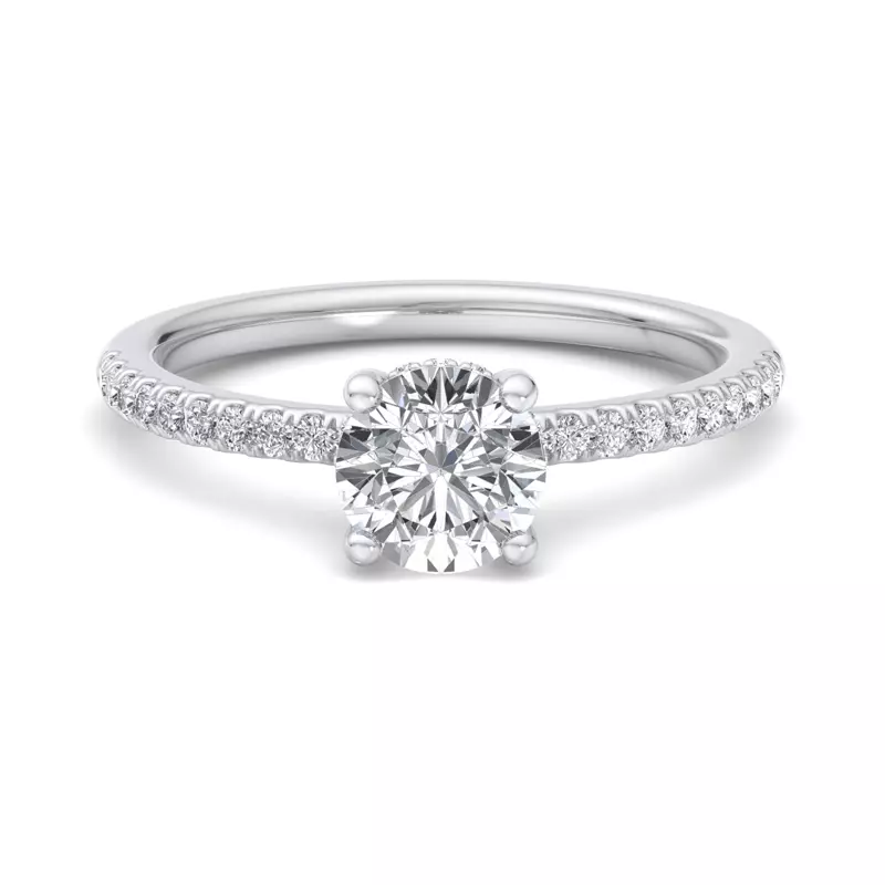 Platinum Emaan Two-Tone Pave Hidden Halo Engagement Ring