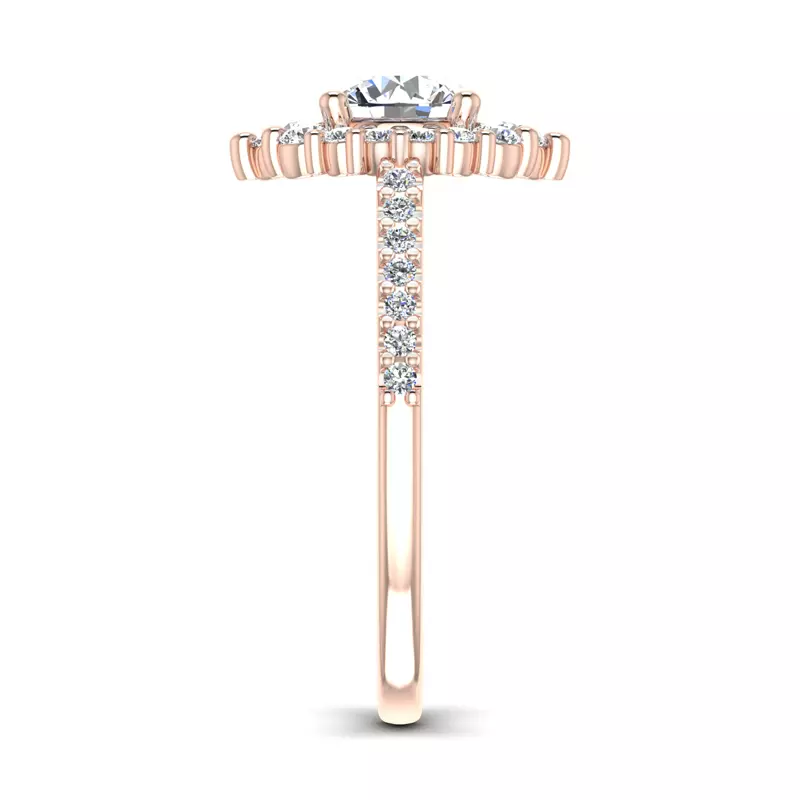 14K Rose Gold Violet Cathedral Pave Diamond Halo Engagement Ring