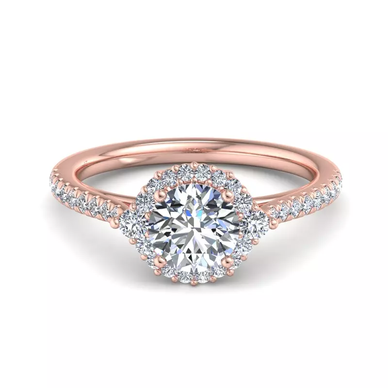 14K Rose Gold Hannah Diamond Halo Engagement Ring