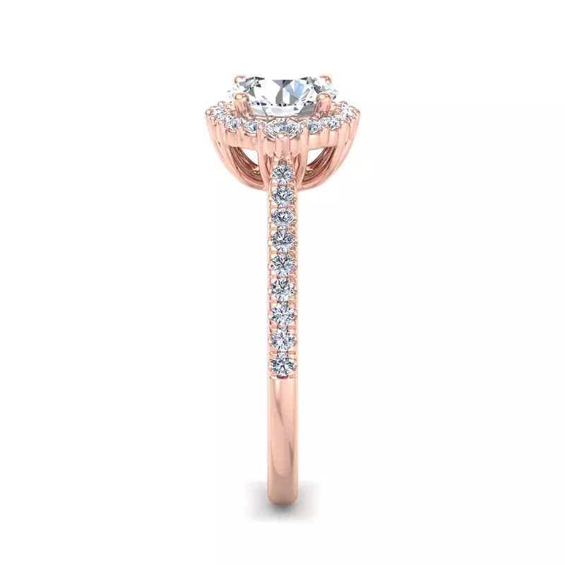 14K Rose Gold Hannah Diamond Halo Engagement Ring