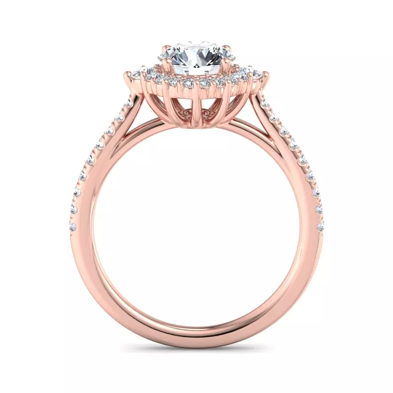 14K Rose Gold Hannah Diamond Halo Engagement Ring