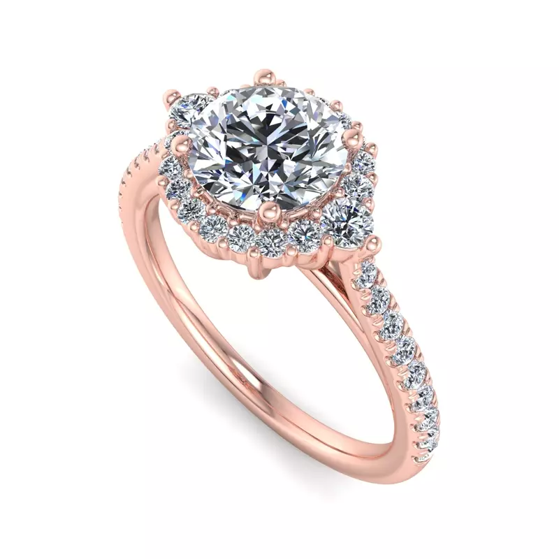 14K Rose Gold Hannah Diamond Halo Engagement Ring