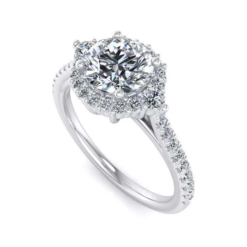 14K White Gold Hannah Diamond Halo Engagement Ring