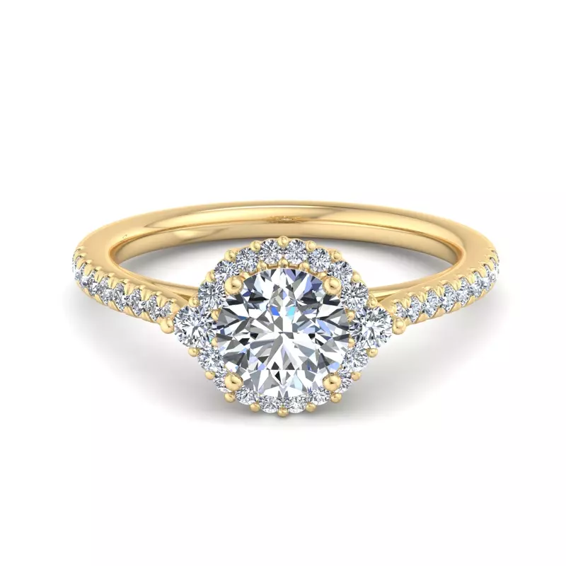 14K Yellow Gold Hannah Diamond Halo Engagement Ring