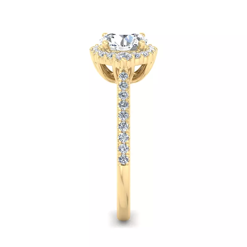 14K Yellow Gold Hannah Diamond Halo Engagement Ring