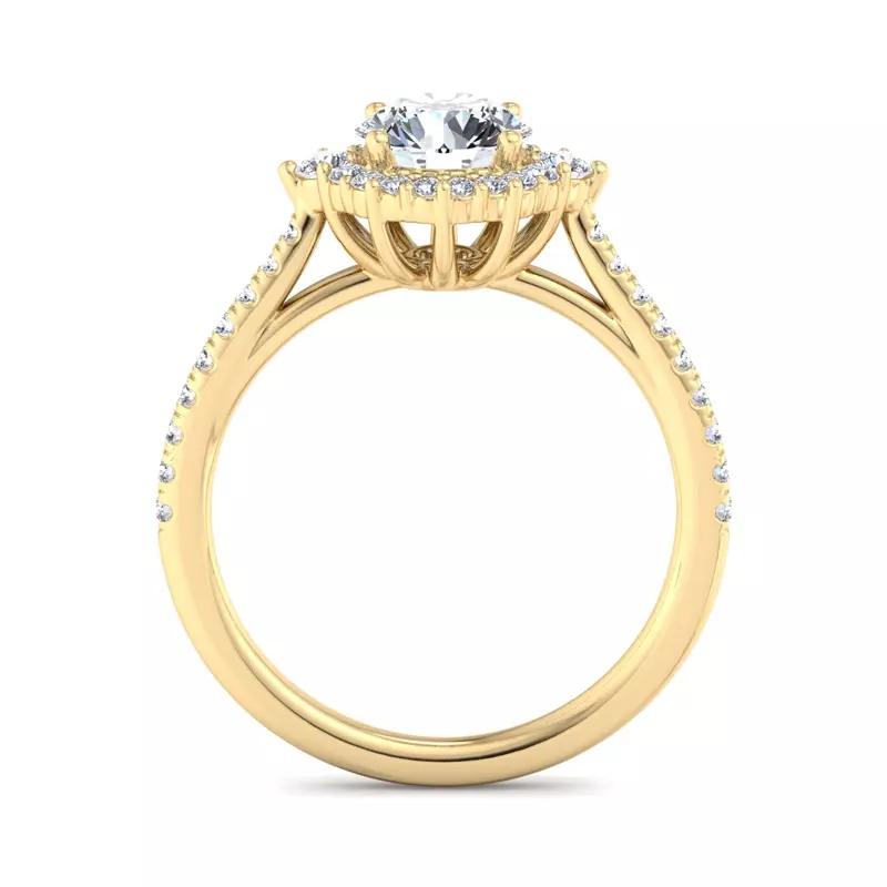 14K Yellow Gold Hannah Diamond Halo Engagement Ring