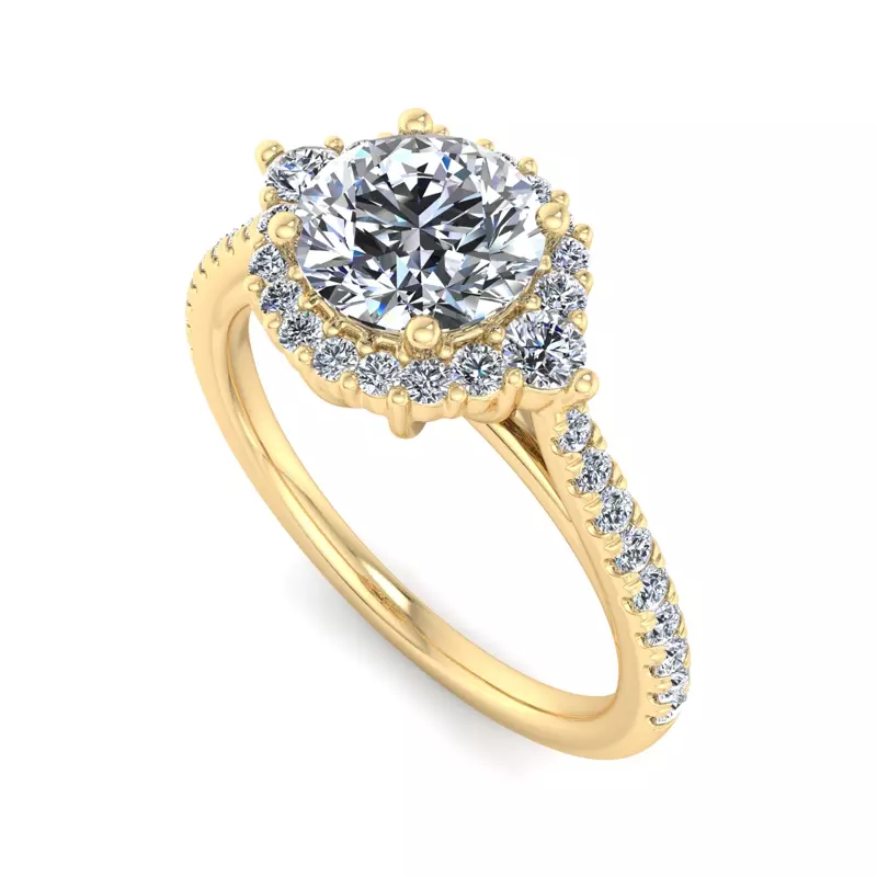 14K Yellow Gold Hannah Diamond Halo Engagement Ring