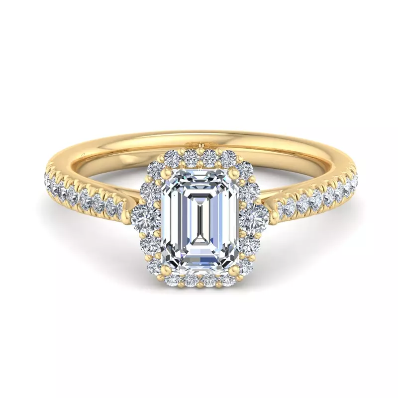 14K Yellow Gold Hannah Diamond Halo Engagement Ring