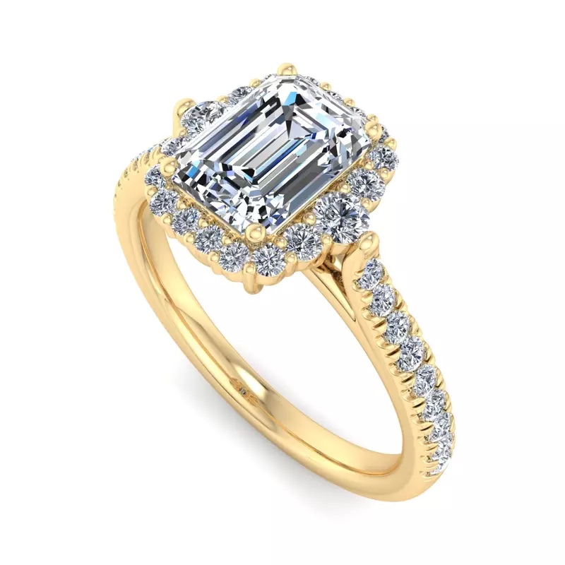 14K Yellow Gold Hannah Diamond Halo Engagement Ring