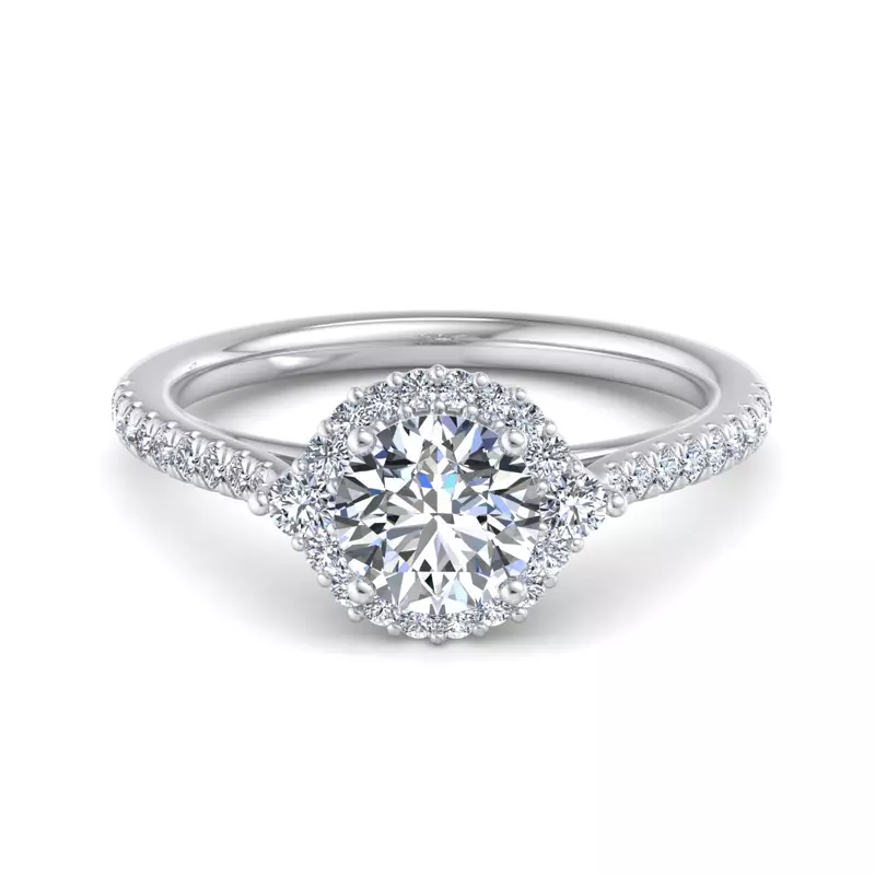 18K White Gold Hannah Diamond Halo Engagement Ring