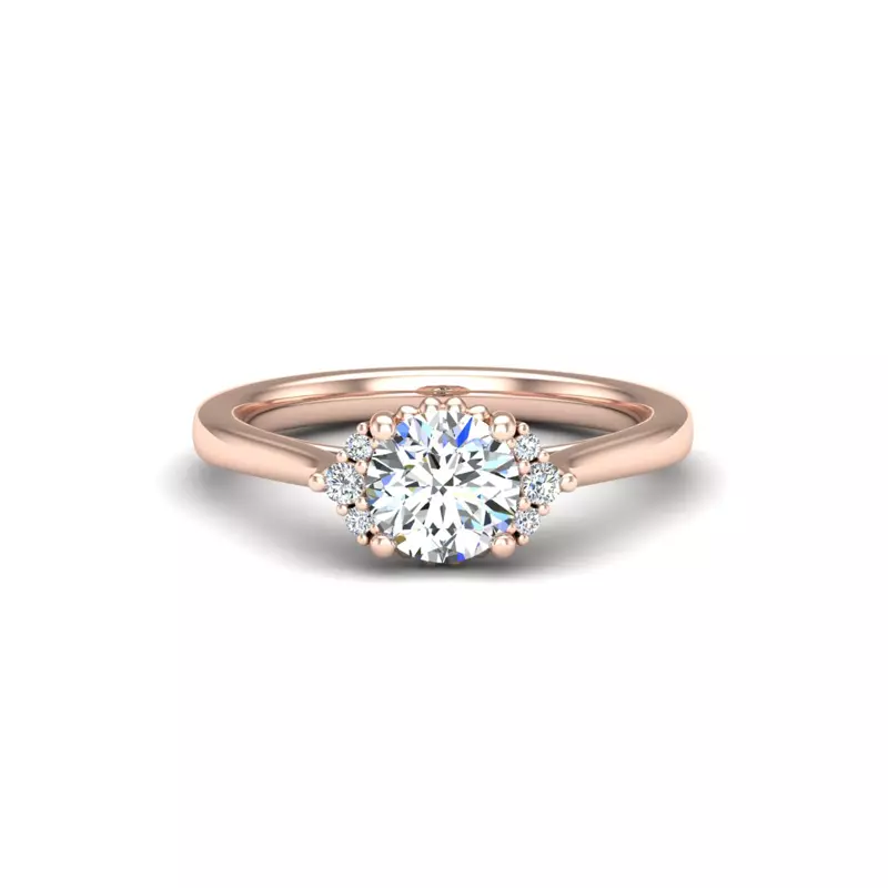 14K Rose Gold Ruby Half Halo Bubble Engagement Ring