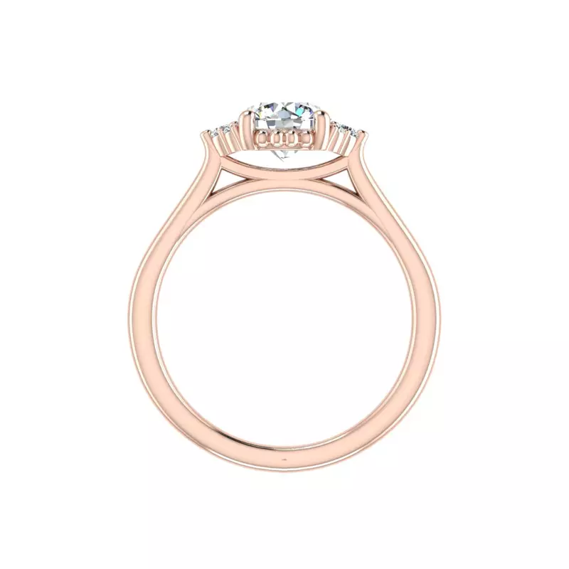 14K Rose Gold Ruby Half Halo Bubble Engagement Ring