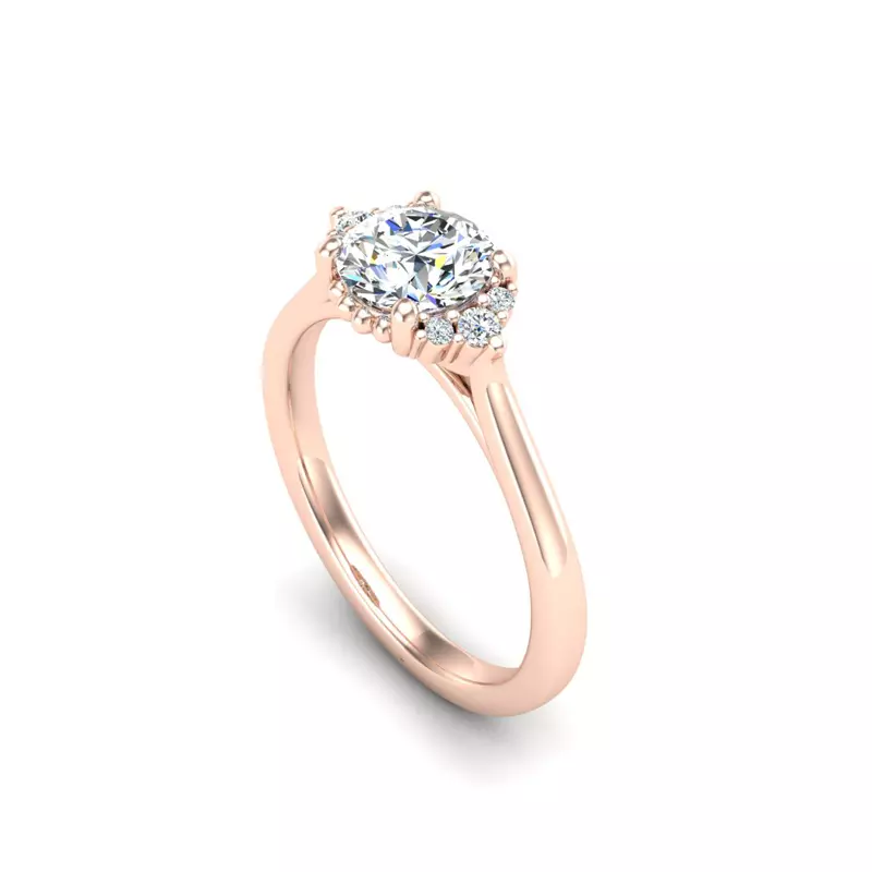 14K Rose Gold Ruby Half Halo Bubble Engagement Ring