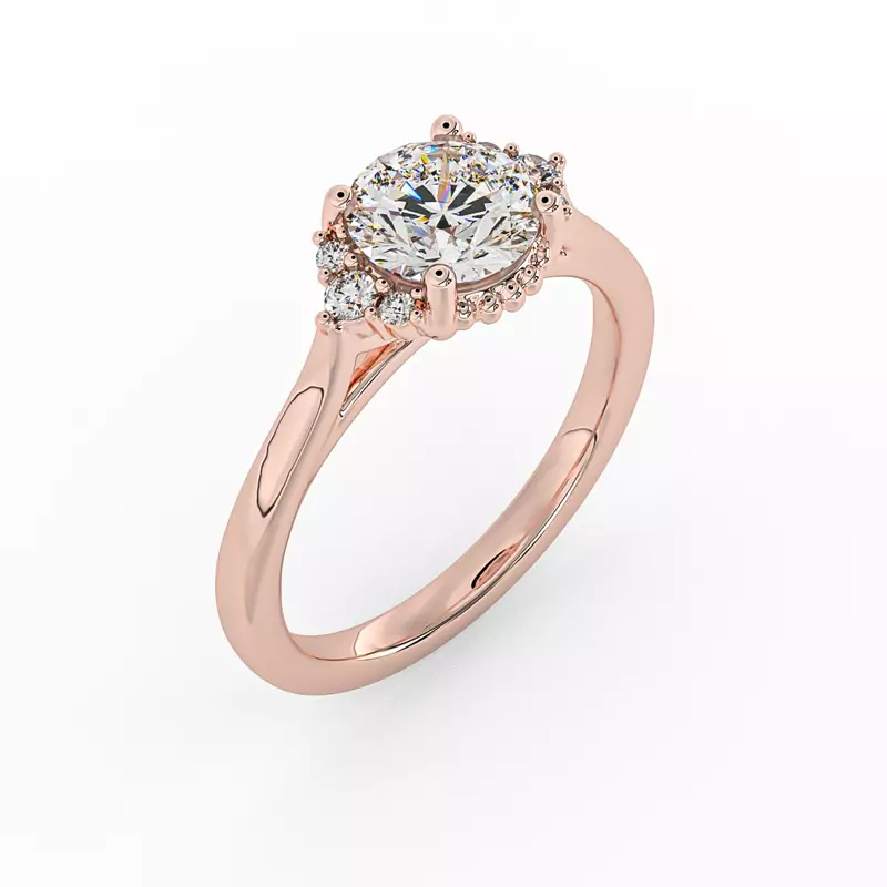 14K Rose Gold Ruby Half Halo Bubble Engagement Ring