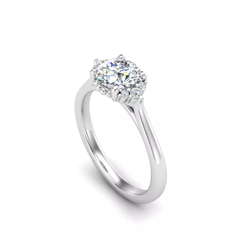 14K White Gold Ruby Half Halo Bubble Engagement Ring
