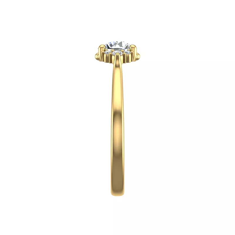 14K Yellow Gold Ruby Half Halo Bubble Engagement Ring