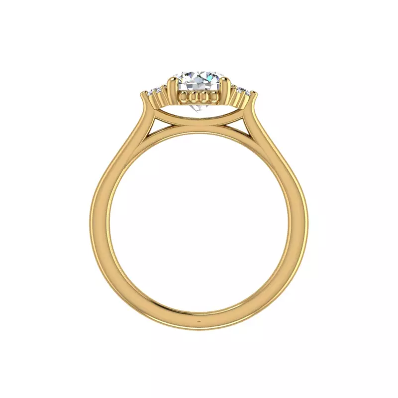 14K Yellow Gold Ruby Half Halo Bubble Engagement Ring