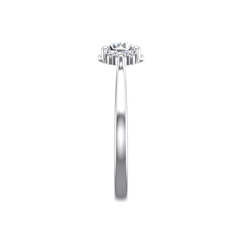 18K White Gold Ruby Half Halo Bubble Engagement Ring