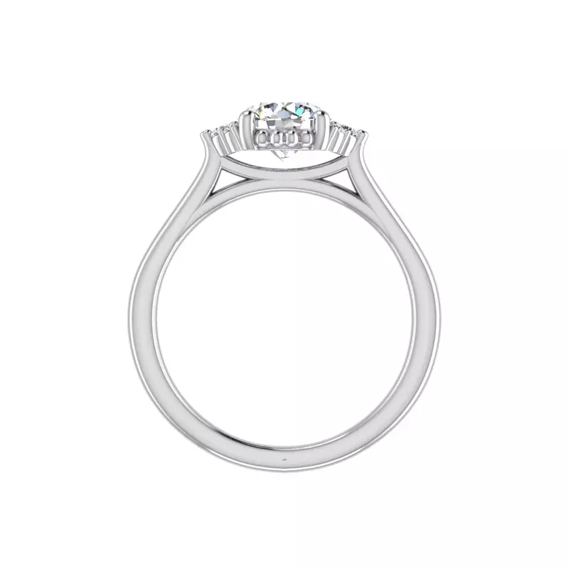 18K White Gold Ruby Half Halo Bubble Engagement Ring