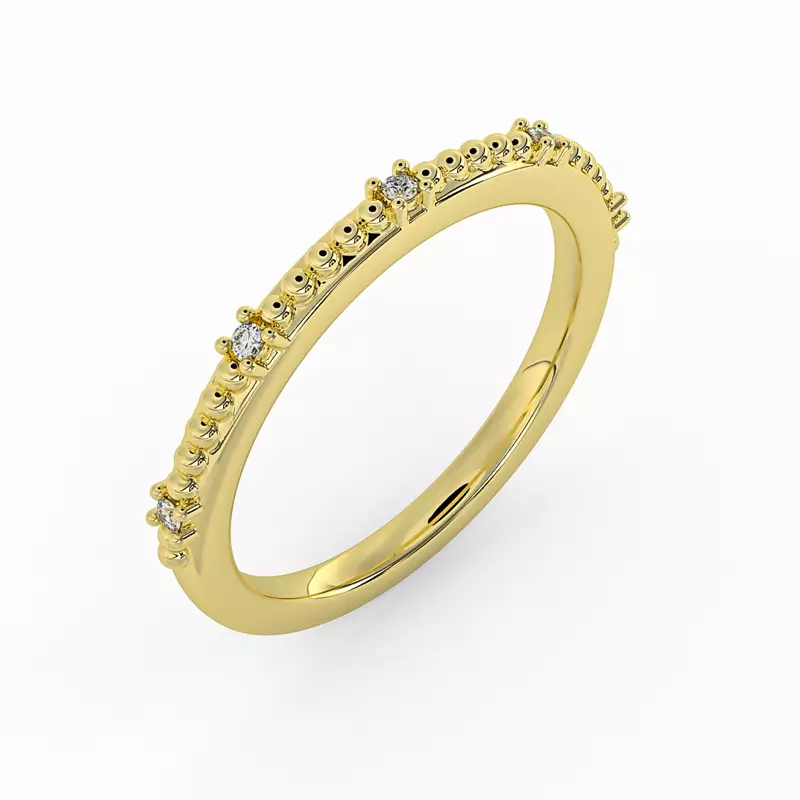 14K Yellow Gold Ruby Bubble Diamond Band