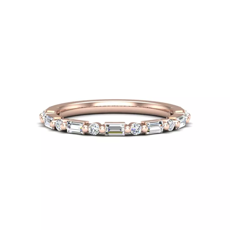 14K Rose Gold Orion Round And Baguette Diamond Band