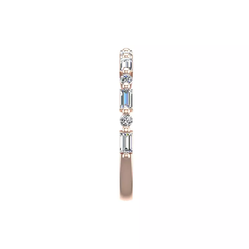 14K Rose Gold Orion Round And Baguette Diamond Band