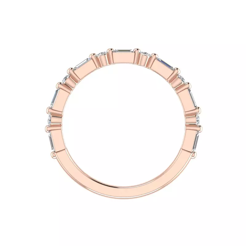 14K Rose Gold Orion Round And Baguette Diamond Band