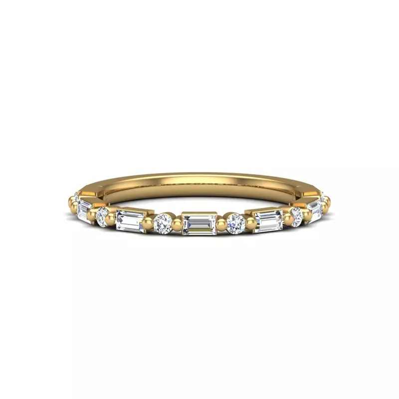 18K Yellow Gold Orion Round And Baguette Diamond Band