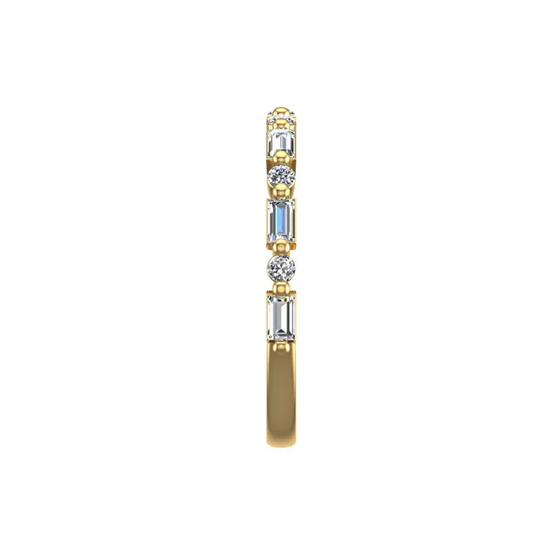 18K Yellow Gold Orion Round And Baguette Diamond Band
