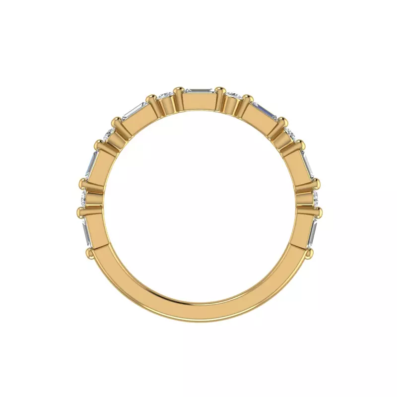 18K Yellow Gold Orion Round And Baguette Diamond Band
