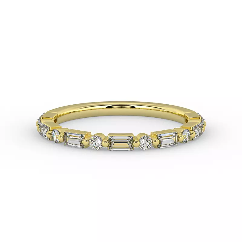 18K Yellow Gold Orion Round And Baguette Diamond Band