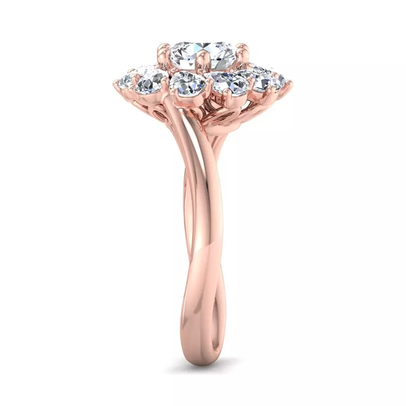 14K Rose Gold Hailey Floral Pear Halo Engagement Ring